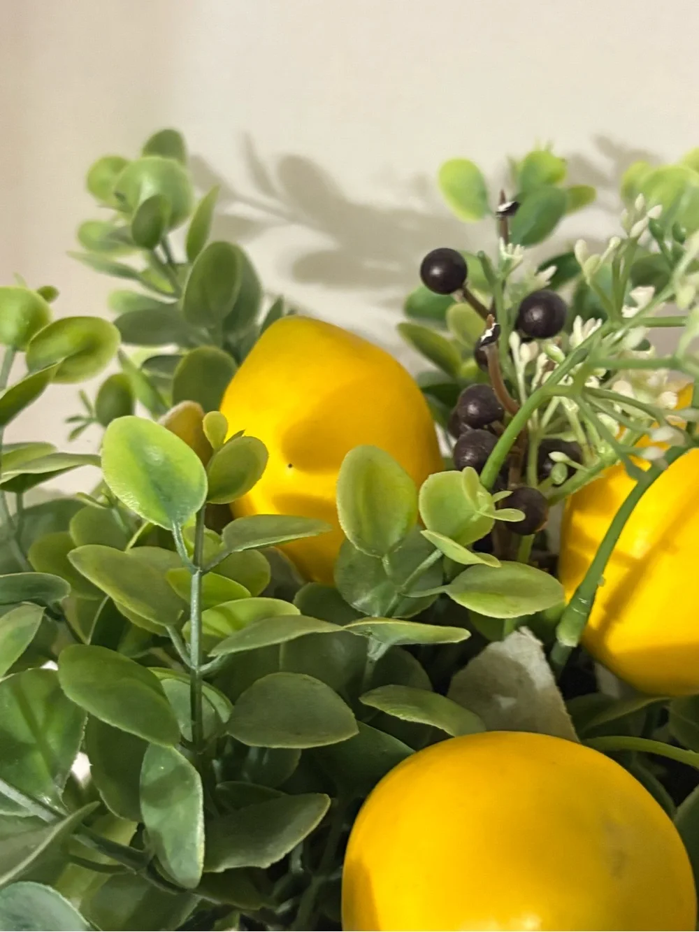 Artificial Eucalyptus & Lemon Arrangement Centerpiece in Galv Metal Pot Cottage